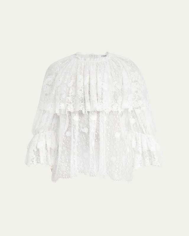 Ruffled Floral Lace Top